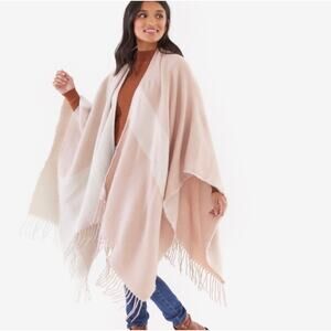 Soia & Kyo Yadira Pink Ivory Neutral Woven Scarfigan Fringe Shawl Wrap NWT OS
